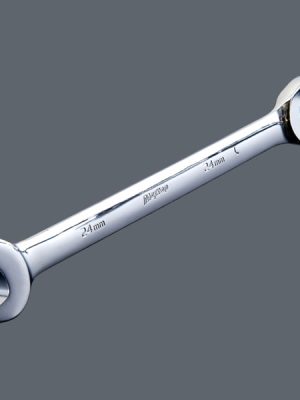 Dual-End Open & Ratchet Box Wrench (Fixed Open End + Ratchet Box End)